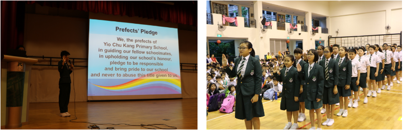 Head Prefect leading the prefects and councillors of 2017 in the Prefects' Pledge.